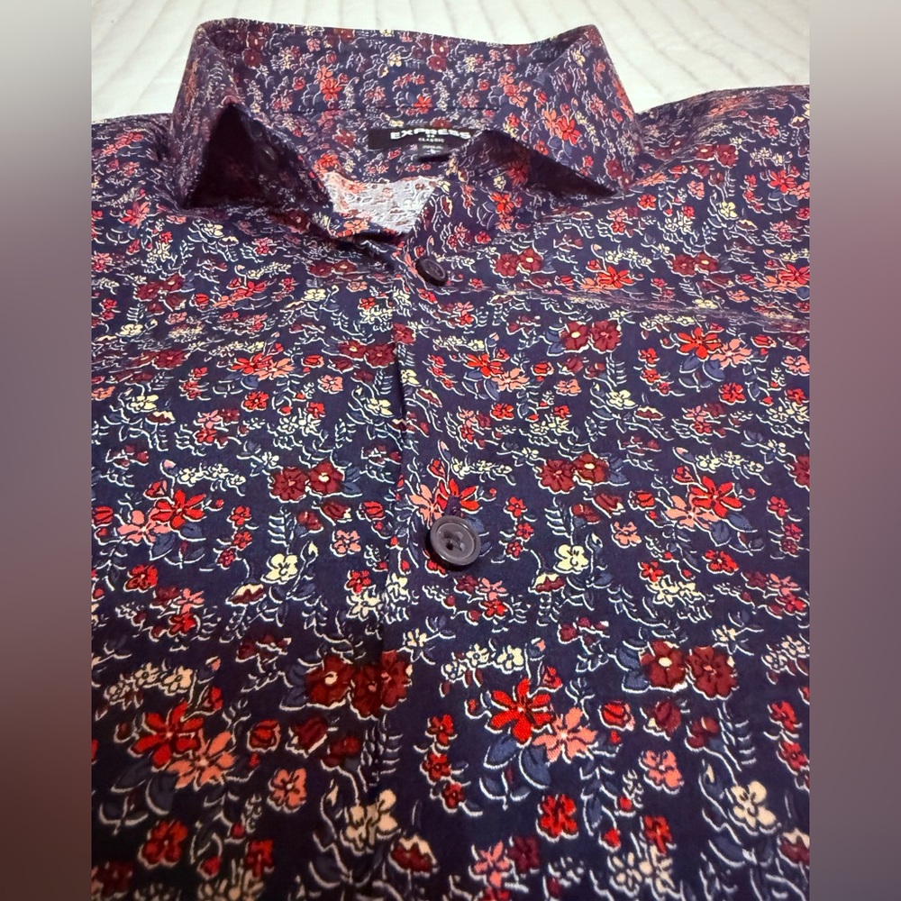 Express Navy Floral Men's Shirt